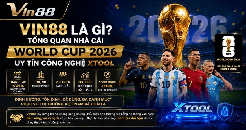 VIN88 Có Uy Tín Không? Nhà Cái World Cup 2026 Công Nghệ Xtool Hoàn Trả 1.7% | +88K 2026 28 VIN88 Là Gì? Tổng Quan Nhà Cái World Cup 2026 Uy Tín Công Nghệ Xtool